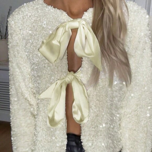 White Casual Women's Christmas Evening Dress - Picture 5 of 5